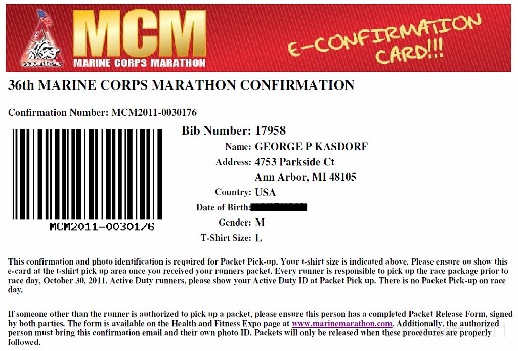 MCM 2011 065.JPG - The 36th Marine Corp Marathon in Washington DC was run on October 30, 2011. My first Marine Corp, and my second full marathon.